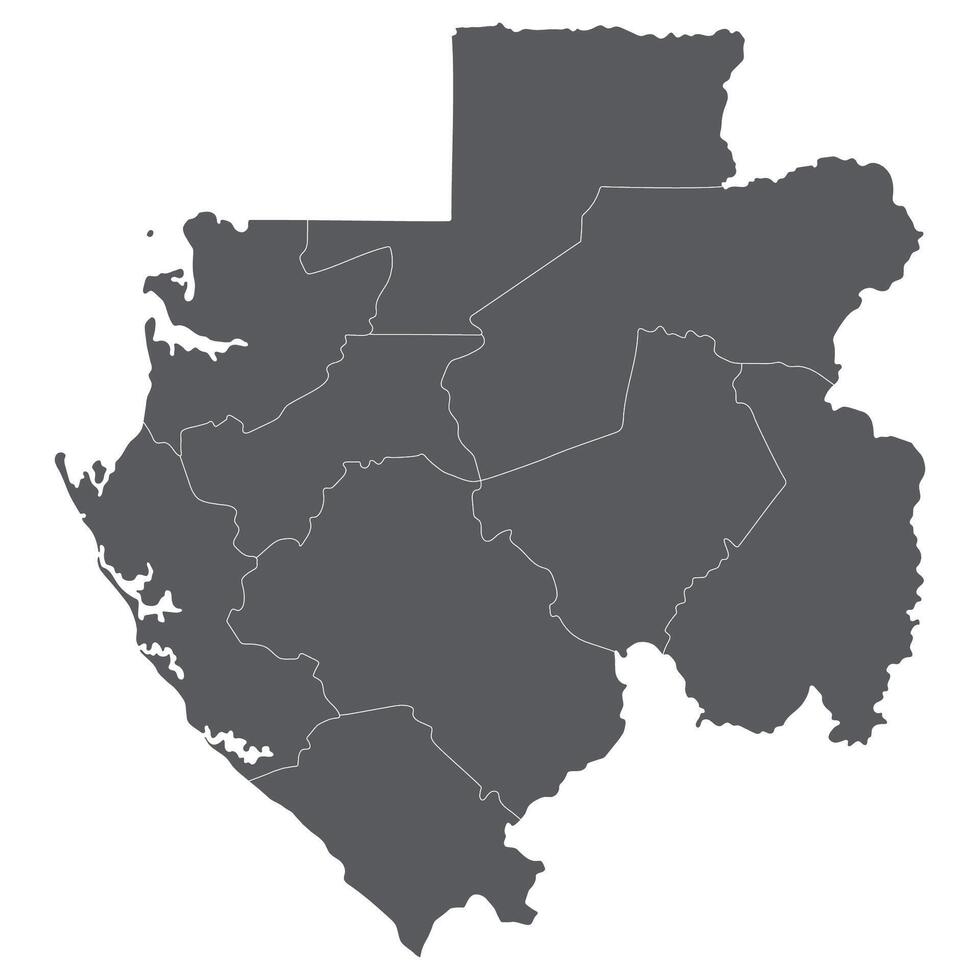 Carte administrative des neuf provinces du Gabon